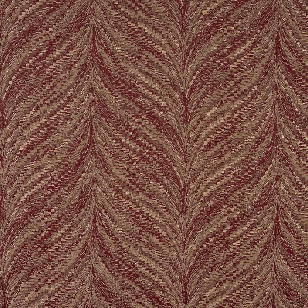 Burgundy and gold woven chevron fabric swatch with metallic sheen