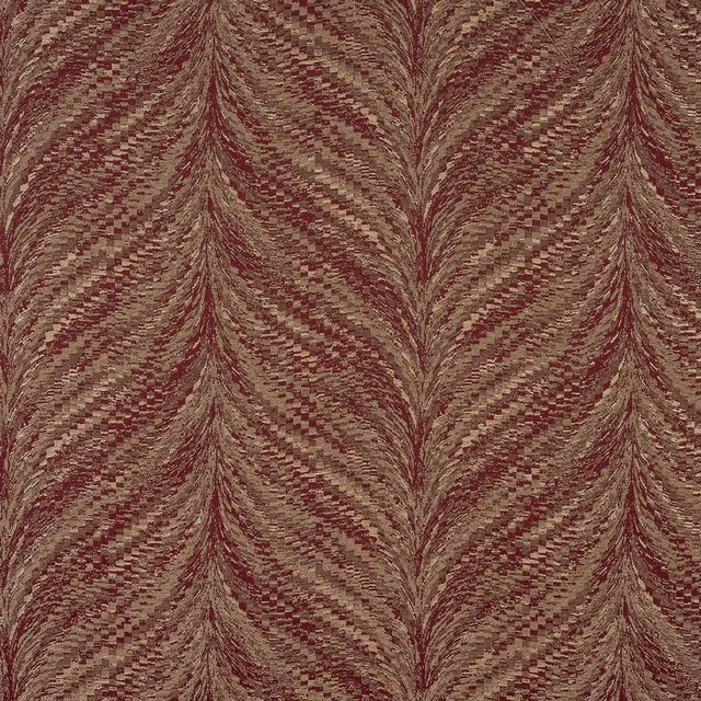 Burgundy and gold woven chevron fabric swatch with metallic sheen