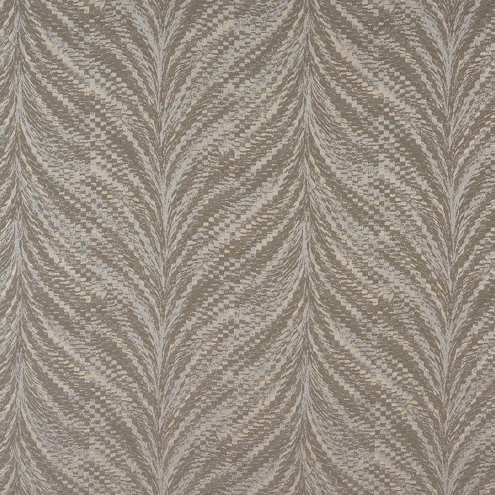 Stone taupe woven fabric with feathered vertical pattern and subtle shimmer