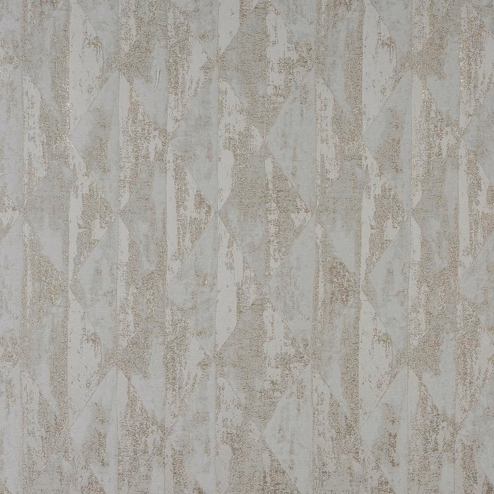 Pale taupe geometric woven fabric with ivory highlights and subtle metallic sheen