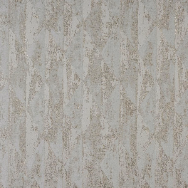 Pale taupe geometric woven fabric with ivory highlights and subtle metallic sheen