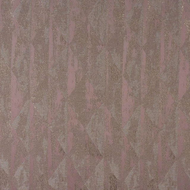 Dusty rose-gold geometric woven fabric with a soft metallic shimmer