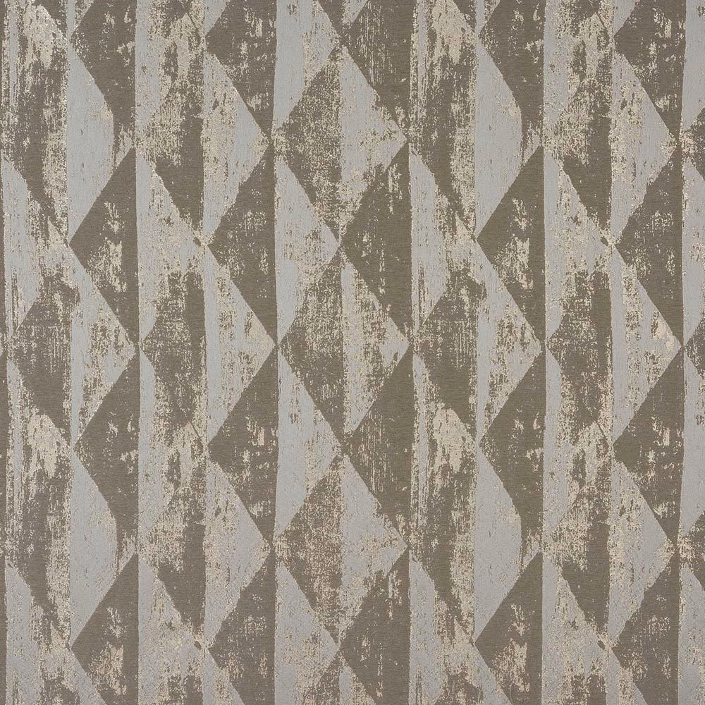Stone taupe geometric fabric with pale grey facets and subtle speckled shimmer