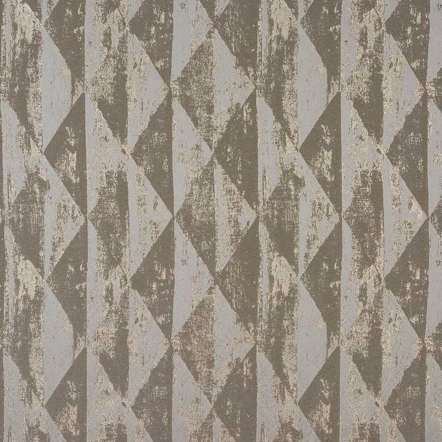 Stone taupe geometric fabric with pale grey facets and subtle speckled shimmer