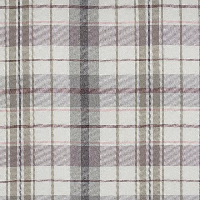 Heathered taupe and grey check fabric with a soft woven texture