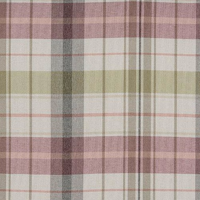 Large pistachio, cream and mauve check woven fabric swatch