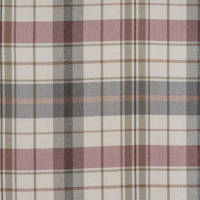 Muted mauve and grey plaid swatch with olive pinstripes