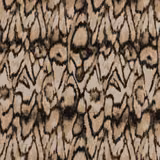 Warm beige woven fabric with bold black outlined organic pattern