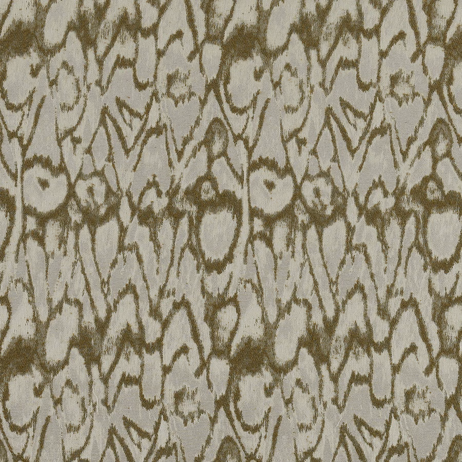 Close-up of Nomad Pampas fabric showing an abstract olive-taupe pattern on pale ground
