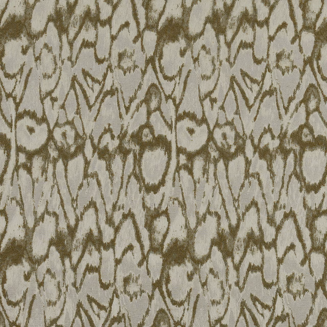 Close-up of Nomad Pampas fabric showing an abstract olive-taupe pattern on pale ground