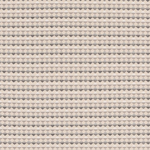 Cream, beige and grey zigzag weave fabric with small repeating geometric bands