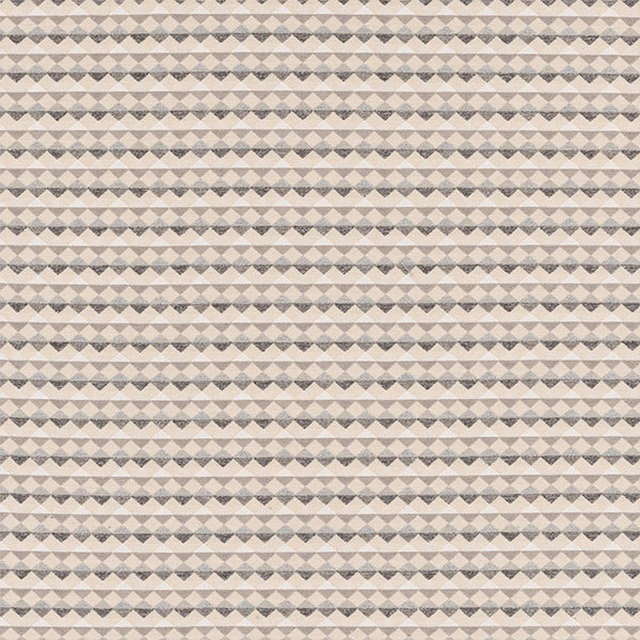 Cream, beige and grey zigzag weave fabric with small repeating geometric bands