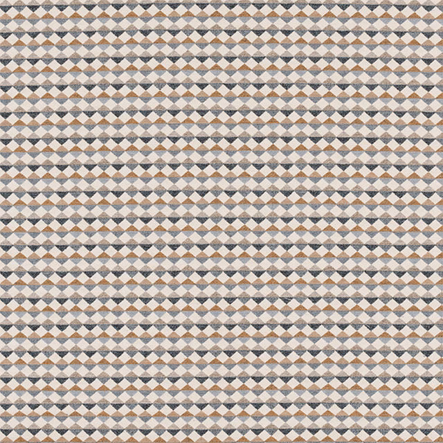 Small geometric diamond weave in muted ochre, grey, ivory and stone