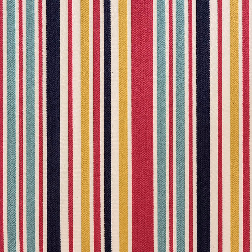 Vertical multicoloured cotton stripe swatch with navy, pink, yellow and aqua bands