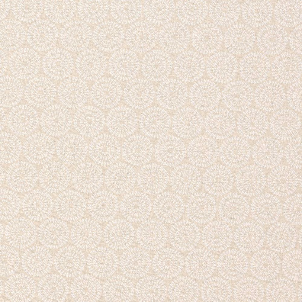 Pale ivory woven damask fabric with small circular motif