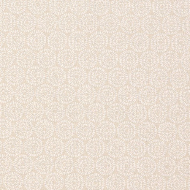 Pale ivory woven damask fabric with small circular motif