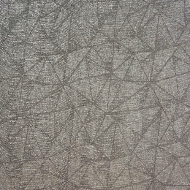 Soft stone-grey geometric fabric with fine triangular linework and a subtle textured weave