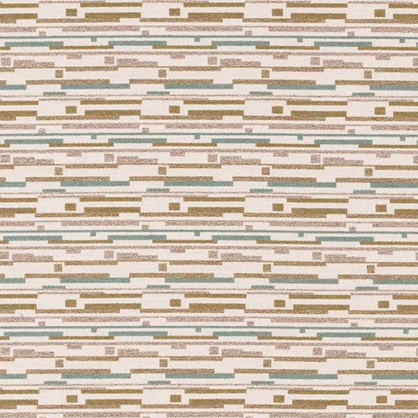 Small geometric woven fabric in sage, taupe and warm beige horizontal bars