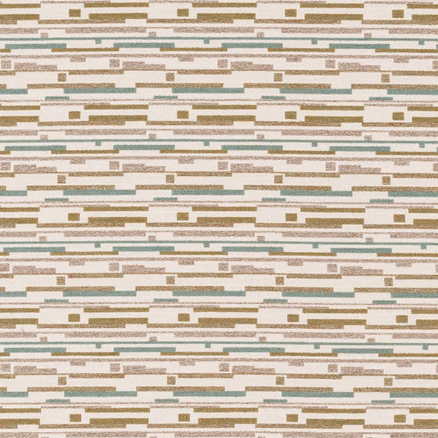 Small geometric woven fabric in sage, taupe and warm beige horizontal bars