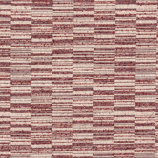 Textured fuchsia and cream woven stripe fabric with slubbed horizontal bands