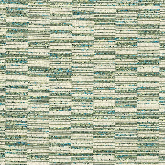Textured jade and cream striped weave with teal flecks