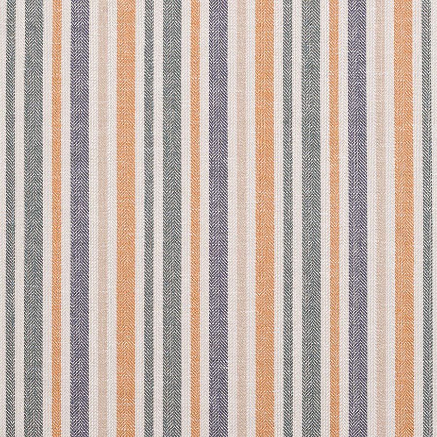 Striped woven fabric with burnt orange, sage green and cream vertical bands