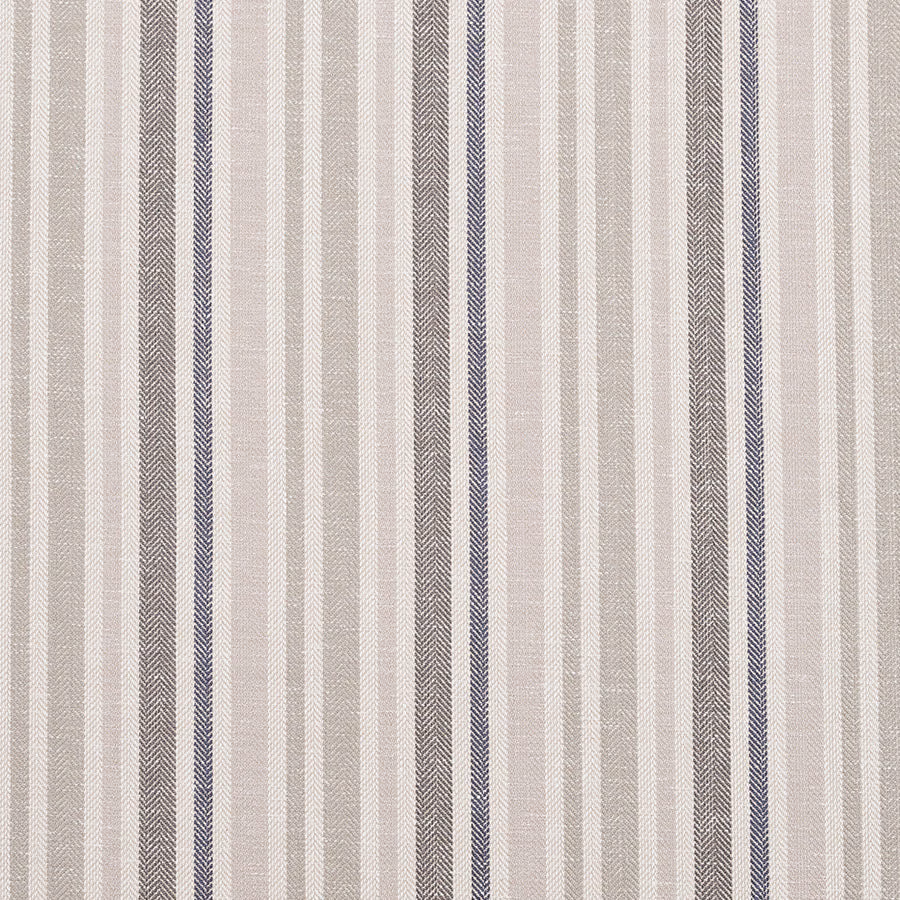 Natural beige striped fabric with taupe and navy vertical bands