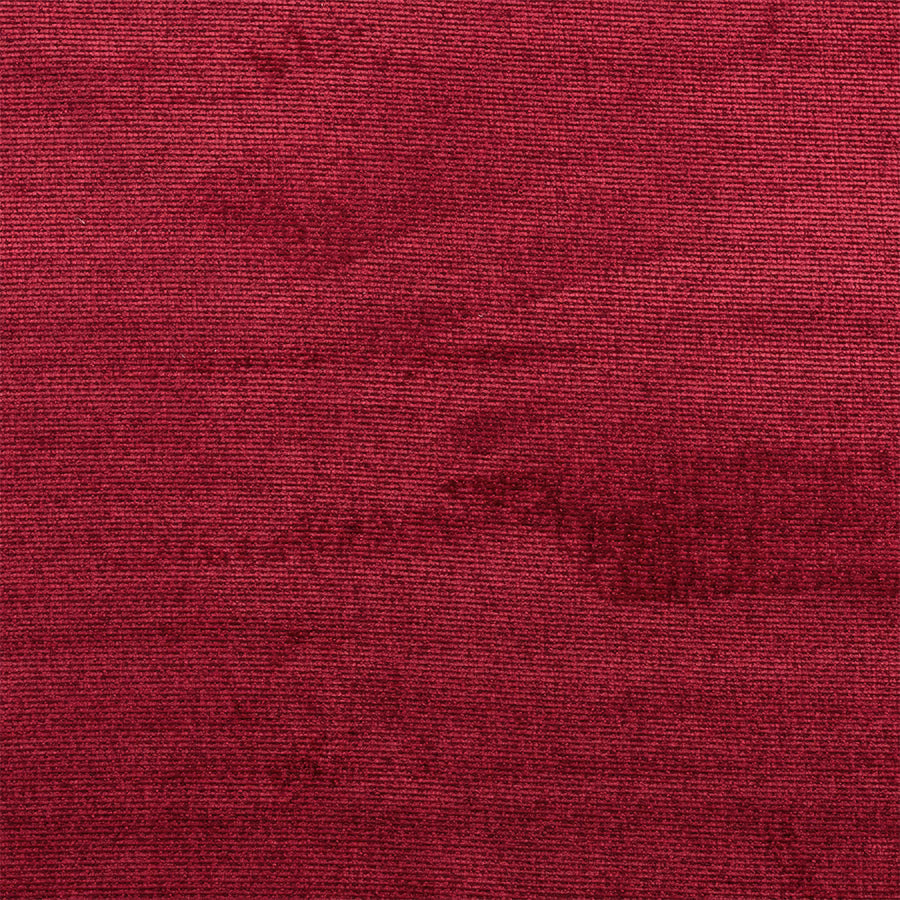 Close-up of rich raspberry-red woven fabric with fine horizontal ribbing