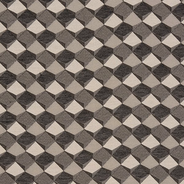 Geometric diamond fabric in dove, stone and charcoal grey tones