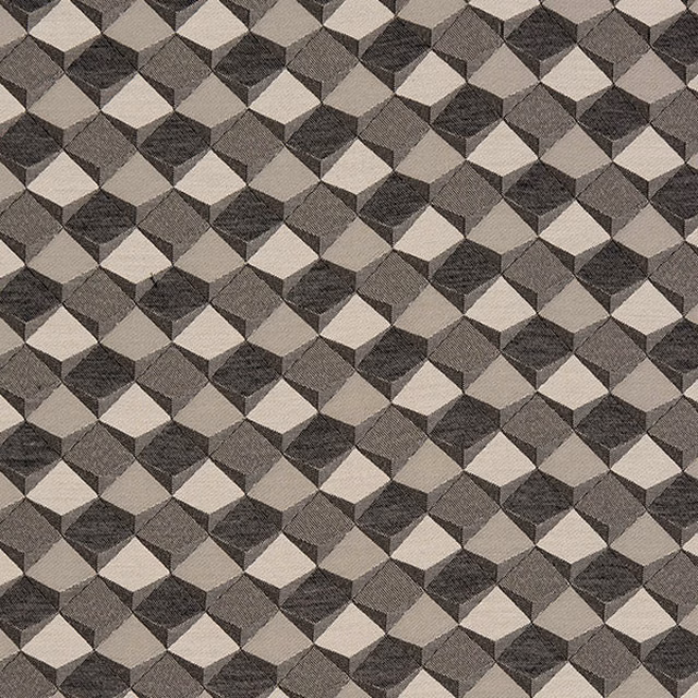 Geometric diamond fabric in dove, stone and charcoal grey tones