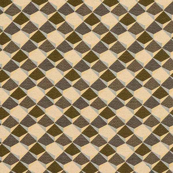 Small geometric diamond weave in muted teal, taupe, cream and olive tones