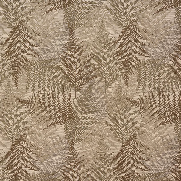 Warm sand and taupe leaf-pattern fabric with layered woven texture