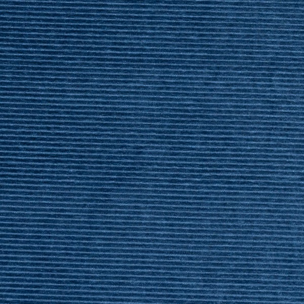 Close-up of deep French blue ribbed plain fabric with fine horizontal texture