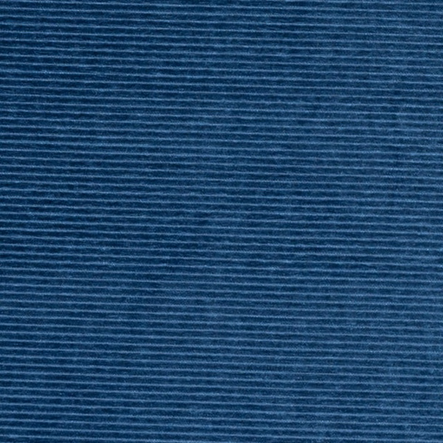 Close-up of deep French blue ribbed plain fabric with fine horizontal texture