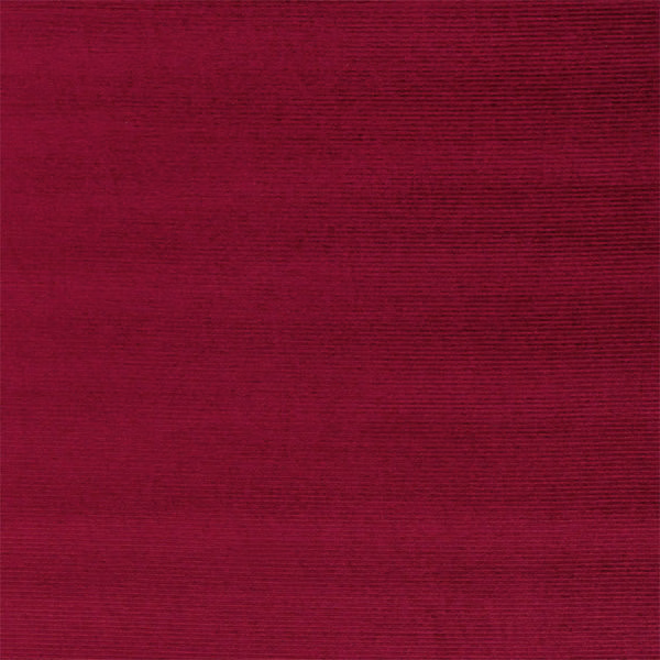 Deep raspberry red plain fabric swatch with fine horizontal texture