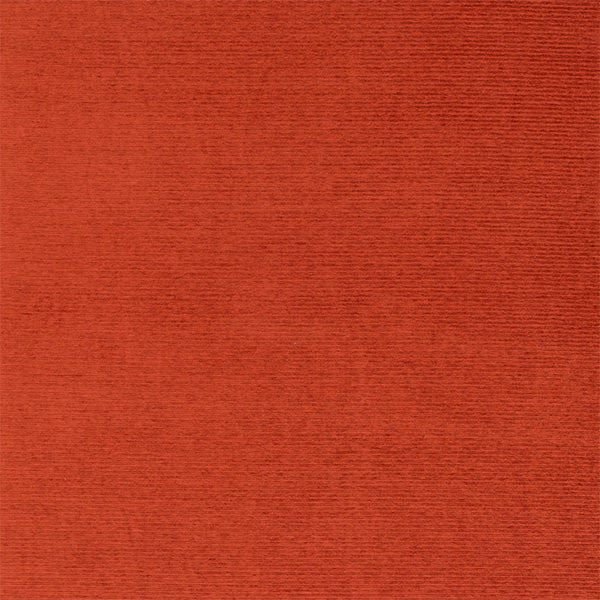 Warm burnt spice-red plain woven fabric with fine horizontal texture