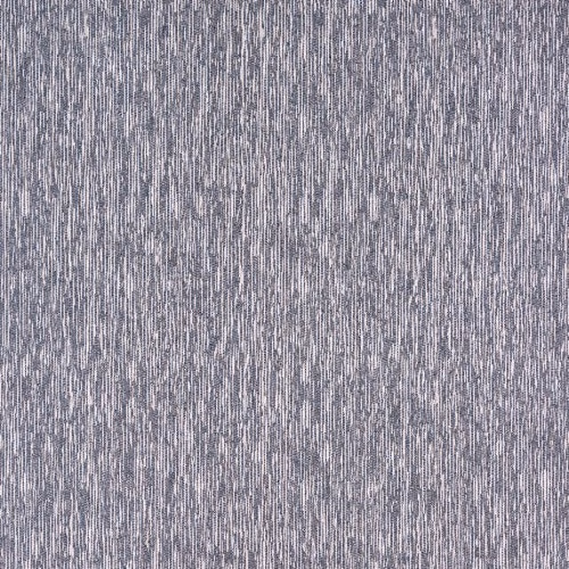 Close-up of muted blue-grey fabric with fine vertical striations and textured weave
