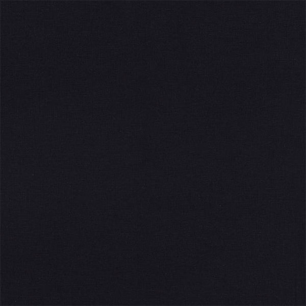 Deep black plain woven fabric swatch with a subtle matte texture
