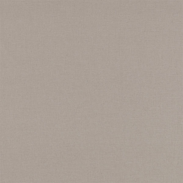 Close-up of a soft stone beige plain weave fabric with fine natural texture