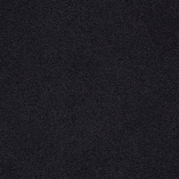 Close-up of a soft charcoal-black boucle plain fabric with fine mottled texture