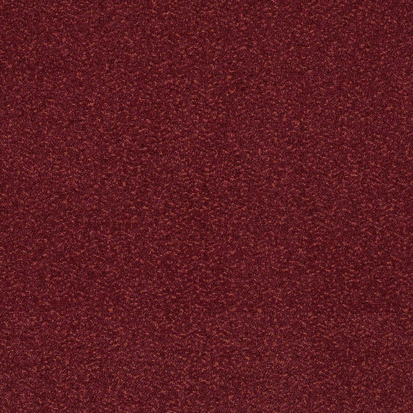 Deep berry red bouclé fabric with a tight, speckled textured weave