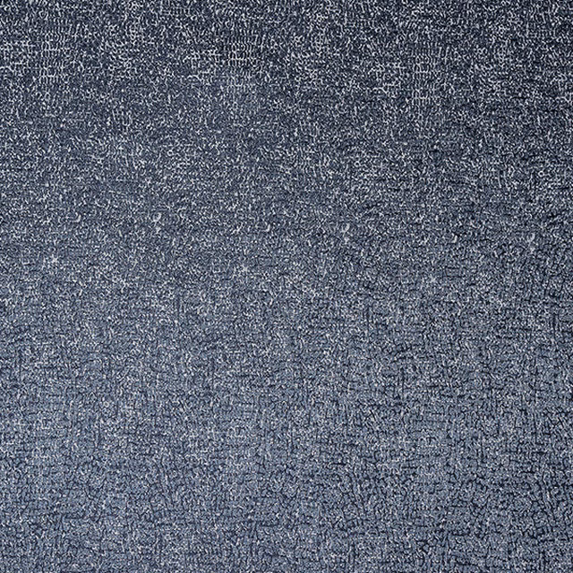 Close-up of textured cornflower blue woven fabric with a soft greyed finish