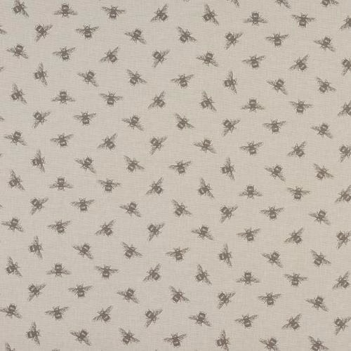 Warm beige linen-look fabric with small scattered bee print