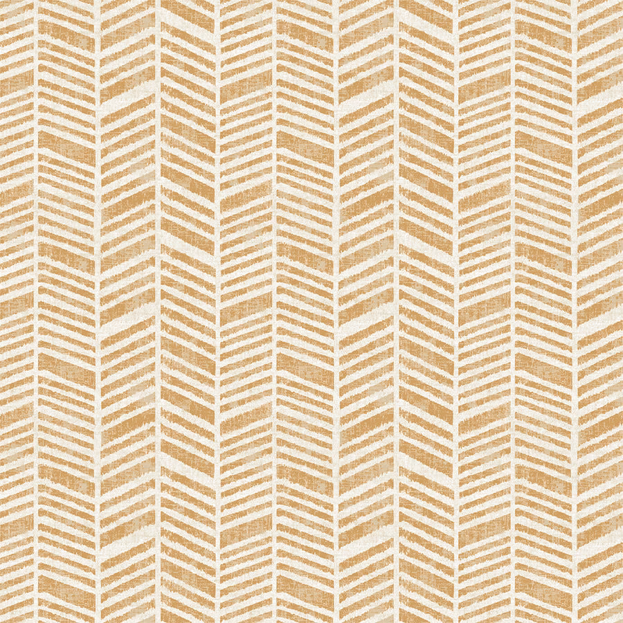 Ochre and cream chevron PVC fabric with a small repeating pattern