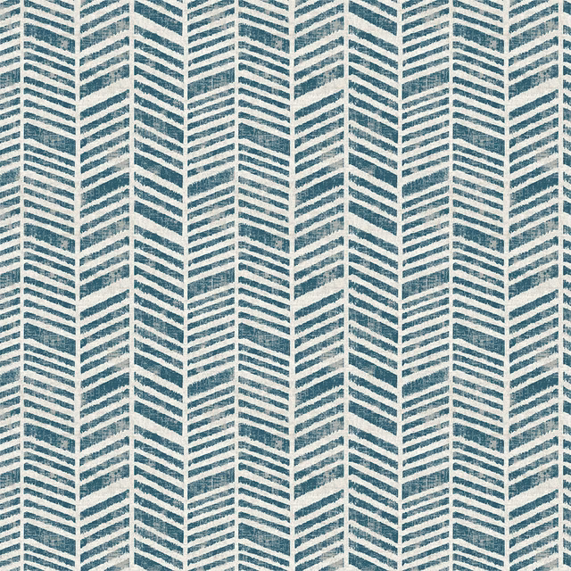 Peacock teal and cream chevron stripe PVC fabric swatch