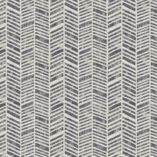 Grey and cream chevron PVC fabric swatch with small herringbone stripes