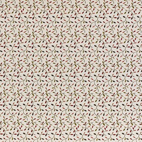 Cream PVC chintz fabric with tiny berry and olive sprig motif