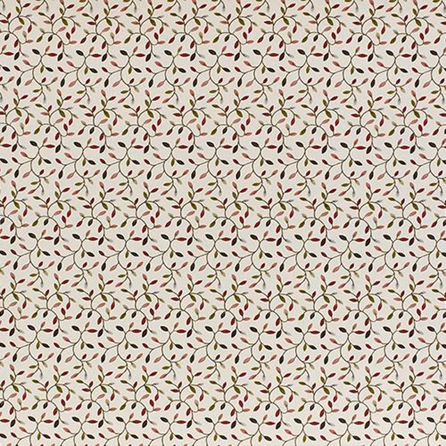 Cream PVC chintz fabric with tiny berry and olive sprig motif
