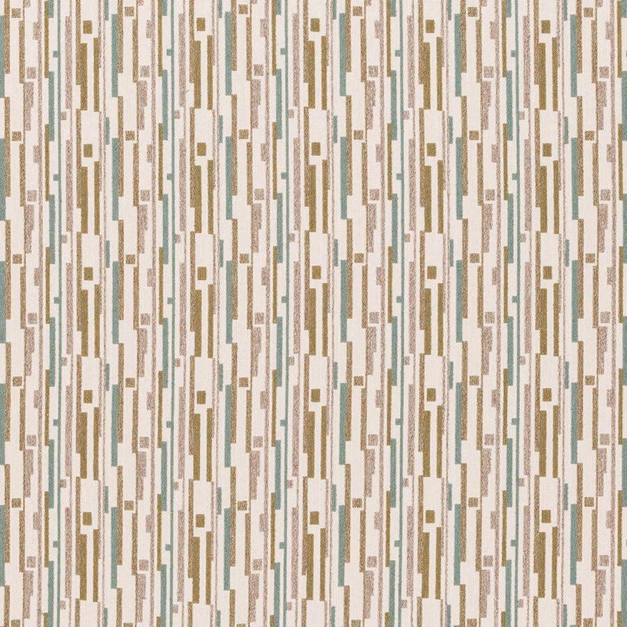 Vertical geometric fabric swatch in ivory, taupe and muted sage blocks