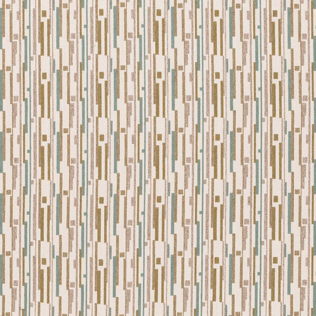 Vertical geometric fabric swatch in ivory, taupe and muted sage blocks